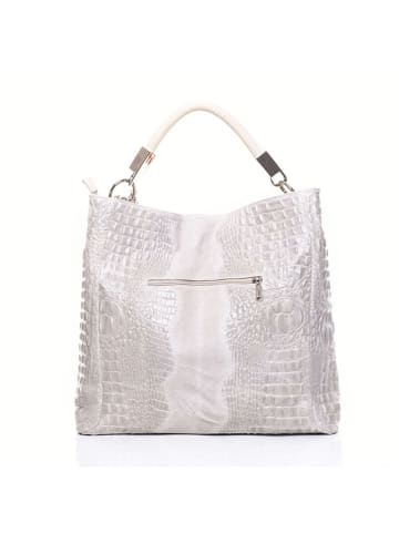 Anna Morellini Leren shopper "Allessandra" zilverkleurig - (B)38 x (H)36 x (D)14 cm