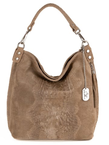 Anna Morellini Leren schoudertas "Denise" beige - (B)29 x (H)31 x (D)14 cm