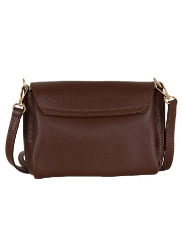 Anna Morellini Leder-Umhängetasche "Matalia" in Dunkelbraun - (B)22 x (H)17 x (T)9 cm