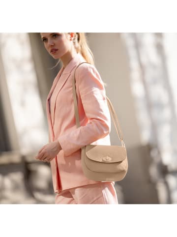 Anna Morellini Leder-Umhängetasche "Iseppa" in Beige - (B)24 x (H)21 x (T)9 cm