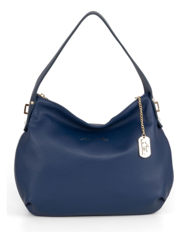 Anna Morellini Leren schoudertas "Armina" blauw - (B)35 x (H)31 x (D)7 cm