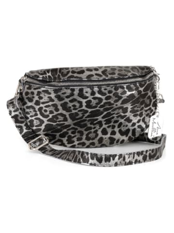 Anna Morellini Leder-Gürteltasche "Nunziatina" in Grau/ Schwarz - (B)25 x (H)14 x (T)1 cm