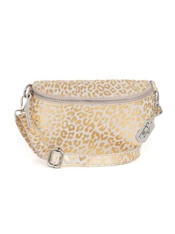 Anna Morellini Skórzana saszetka "Romola" w kolorze złoto-białym - 25 x 14 x 1 cm