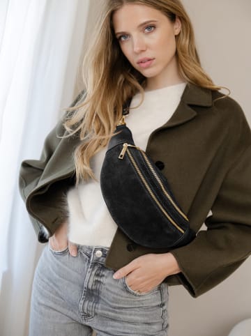 Anna Morellini Leder-Gürteltasche "Carola" in Schwarz - (B)32 x (H)16 x (T)9 cm