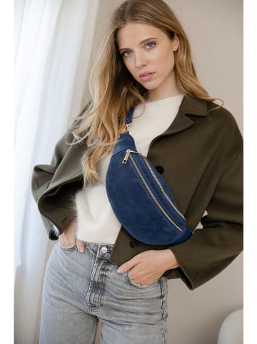 Anna Morellini Skórzana saszetka "Carola" w kolorze granatowym - 32 x 16 x 9,5 cm