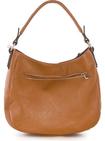 Mia Tomazzi Skórzana torebka "Molise" w kolorze jasnobrązowym - 30 x 20 x 8 cm