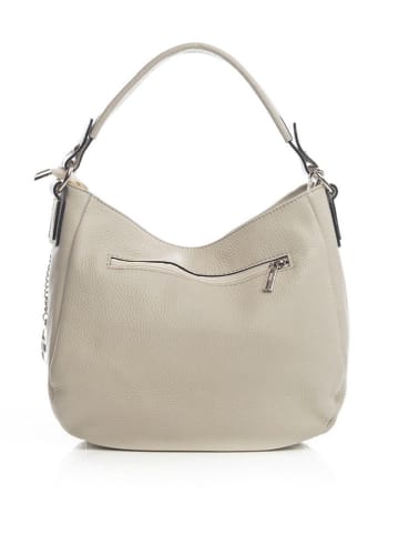 Mia Tomazzi Leder-Schultertasche "Molise" in Beige - (B)30 x (H)20 x (T)8 cm