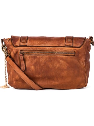 Mia Tomazzi Leder-Umhängetasche "Cinisello" in Hellbraun - (B)24 x (H)22 x (T)11 cm