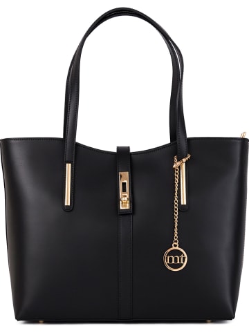 Mia Tomazzi Leder-Schultertasche "Como" in Schwarz - (B)35 x (H)28 x (T)14 cm