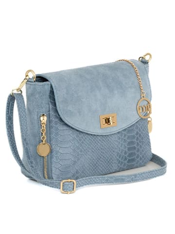 Mia Tomazzi Leren schoudertas "Dergano" lichtblauw - (B)21 x (H)26 x (D)16 cm