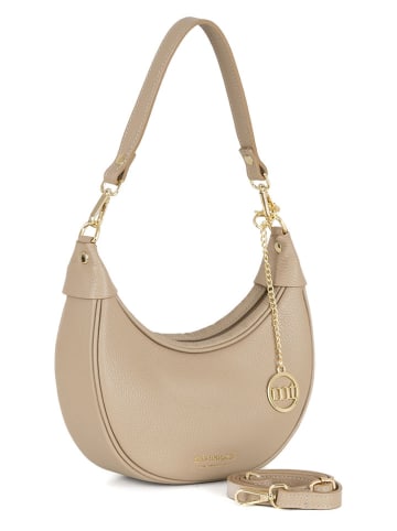 Mia Tomazzi Leren schoudertas beige - (B)25 x (H)14 x (D)8 cm