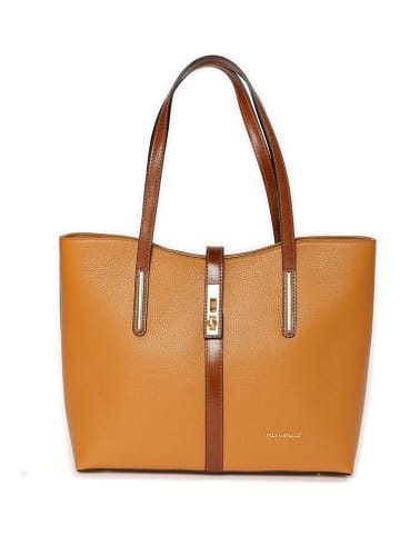 Mia Tomazzi Skórzana torebka "Gaffurio" w kolorze żółtym - 35 x 28 x 14 cm