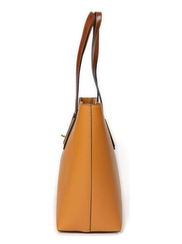 Mia Tomazzi Skórzana torebka "Gaffurio" w kolorze żółtym - 35 x 28 x 14 cm