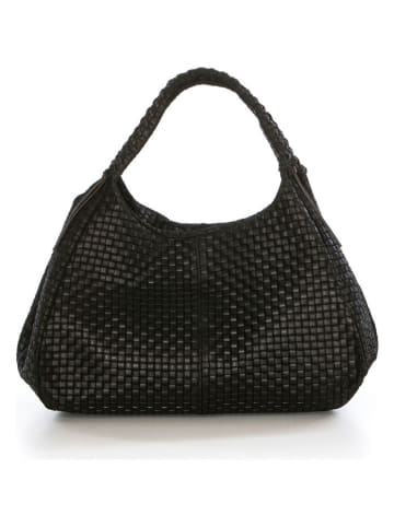 Lucca Baldi Leren schoudertas "Pitigliano" zwart - (B)41 x (H)34 x (D)30 cm