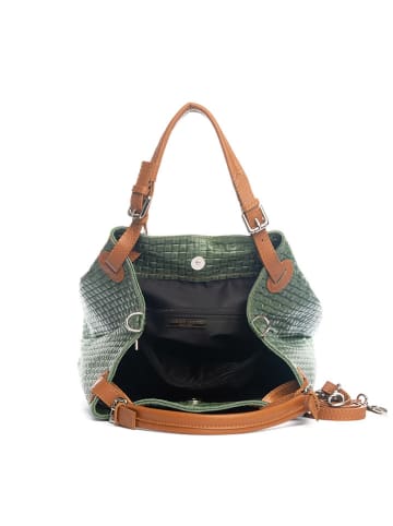 Lucca Baldi Leren handtas "Fosdinovo" groen - (B)45 x (H)37 x (D)15 cm