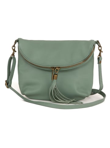 Lucca Baldi Leren schoudertas "Cetona" groen - (B)24 x (H)18 x (D)4 cm