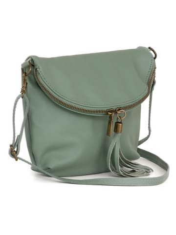 Lucca Baldi Leren schoudertas "Cetona" groen - (B)24 x (H)18 x (D)4 cm