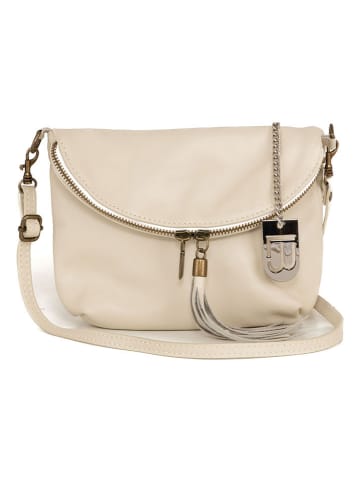 Lucca Baldi Leder-Umhängetasche "Cetona" in Beige - (B)24 x (H)18 x (T)4 cm
