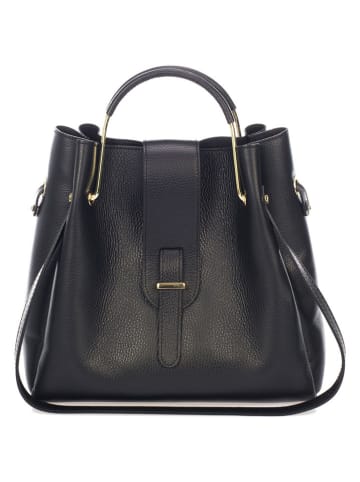 Lucca Baldi Leren handtas "Vinci" zwart - (B)33 x (H)28 x (D)13 cm