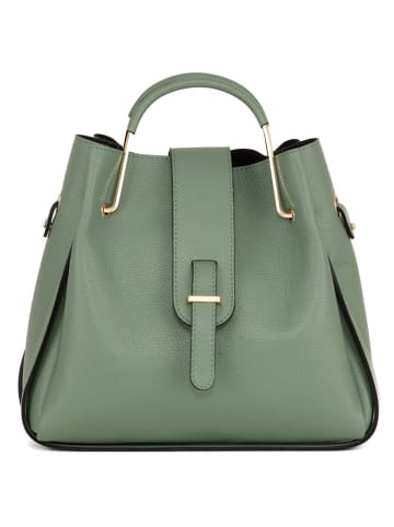 Lucca Baldi Skórzana torebka "Vinci" w kolorze miętowym - 33 x 28 x 13 cm