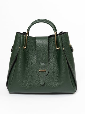 Lucca Baldi Leder-Henkeltasche "Vinci" in Dunkelgrün - (B)33 x (H)28 x (T)13 cm