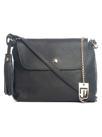 Lucca Baldi Leren schoudertas "Bagni" zwart - (B)25 x (H)17 x (D)7 cm