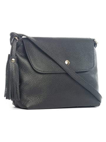 Lucca Baldi Leren schoudertas "Bagni" zwart - (B)25 x (H)17 x (D)7 cm