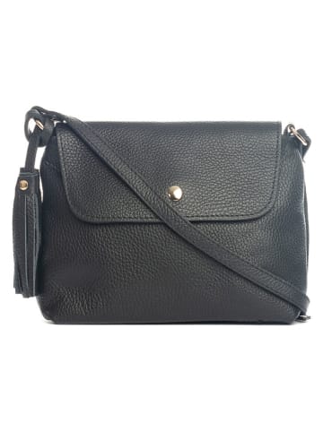 Lucca Baldi Leren schoudertas "Bagni" zwart - (B)25 x (H)17 x (D)7 cm