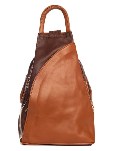 Lucca Baldi Leren rugzak "Novara" cognackleurig/bruin - (B)29 x (H)34 x (D)13 cm