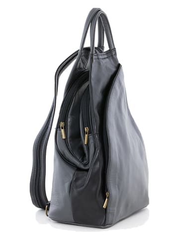 Lucca Baldi Leder-Rucksack "Novara" in Anthrazit/ Schwarz - (B)29 x (H)34 x (T)13 cm
