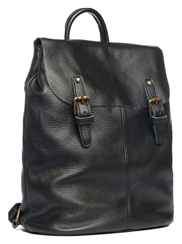 Lucca Baldi Leder-Rucksack "Montichiari" in Schwarz - (B)31 x (H)37 x (T)15 cm