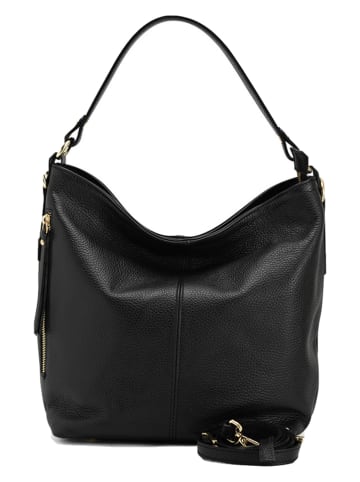 Lucca Baldi Skórzana torebka "Carrara" w kolorze czarnym - 36 x 28 x 12 cm