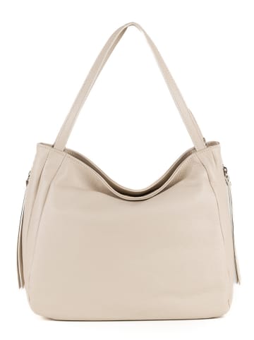 Lucca Baldi Leren schoudertas "Fiesole" beige - (B)34 x (H)29 x (D)15 cm
