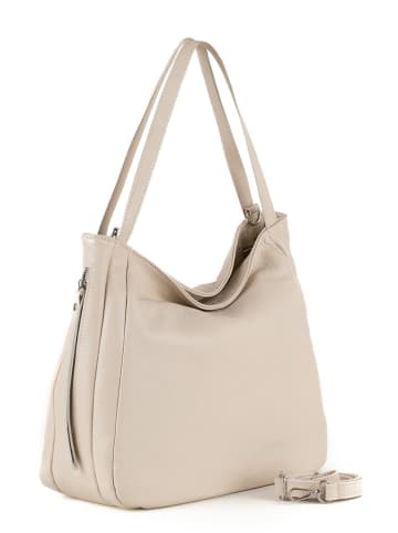 Lucca Baldi Leren schoudertas "Fiesole" beige - (B)34 x (H)29 x (D)15 cm