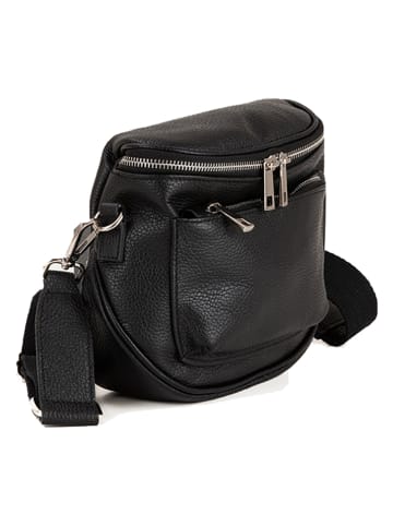 Lucca Baldi Leren schoudertas "Favara" zwart - (B)24 x (H)19 x (D)7 cm