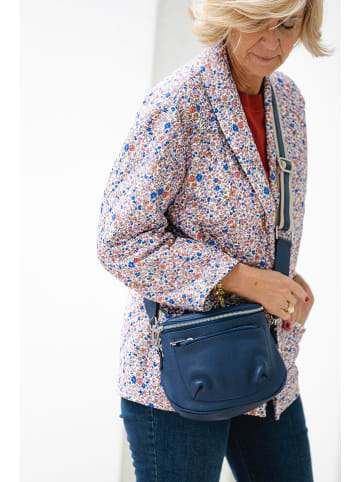 Lucca Baldi Leder-Umhängetasche "Favara" in Dunkelblau - (B)24 x (H)19 x (T)7 cm