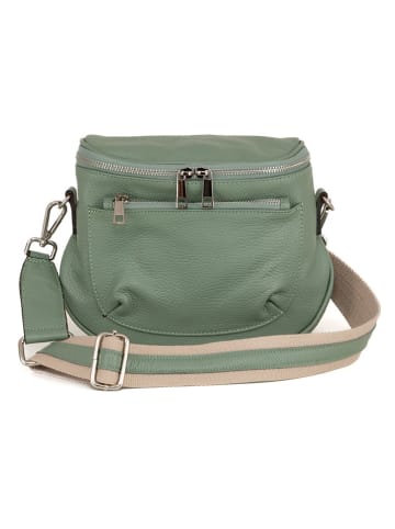 Lucca Baldi Leder-Umhängetasche "Favara" in Grün - (B)24 x (H)19 x (T)7 cm