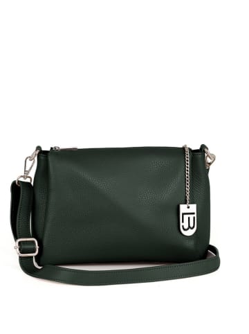 Lucca Baldi Leder-Umhängetasche "Melfi" in Dunkelgrün - (B)26 x (H)19 x (T)9 cm