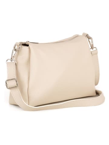 Lucca Baldi Leder-Umhängetasche "Melfi" in Beige - (B)26 x (H)19 x (T)9 cm