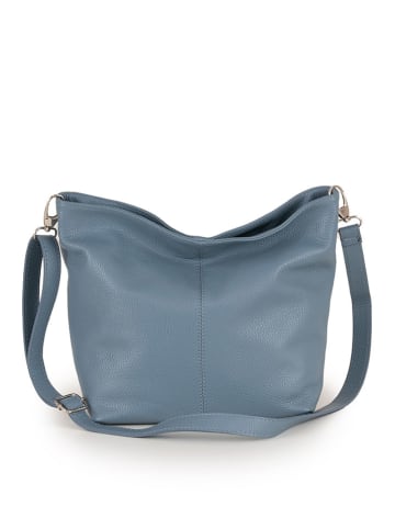 Lucca Baldi Leren schoudertas "Trapani" lichtblauw - (B)33 x (H)25 x (D)14 cm