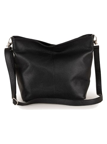 Lucca Baldi Leren schoudertas "Trapani" zwart - (B)33 x (H)25 x (D)14 cm