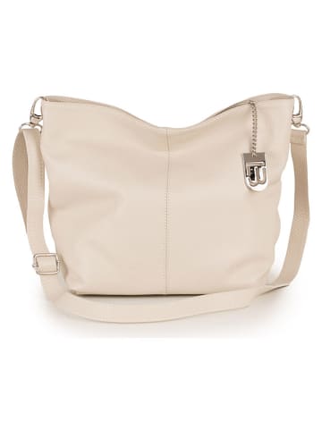 Lucca Baldi Leder-Schultertasche "Trapani" in Beige - (B)33 x (H)25 x (T)14 cm