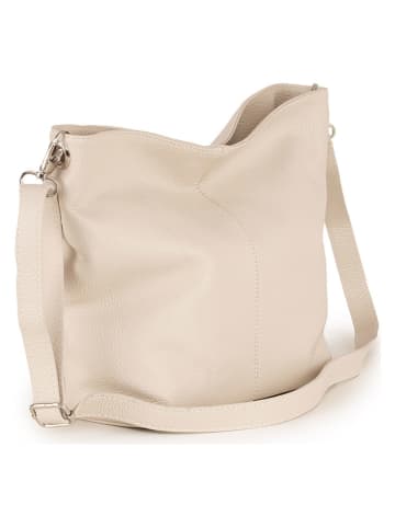 Lucca Baldi Leren schoudertas "Trapani" beige - (B)33 x (H)25 x (D)14 cm