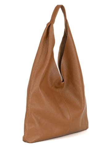 Lucca Baldi Leren schoudertas "Catanzaro" camel - (B)45 x (H)36 x (D)5 cm