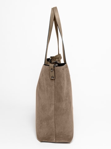 Lucca Baldi Skórzana torebka "Imerese" w kolorze jasnobrązowo-szarym - 46 x 30 x 12 cm