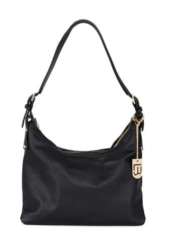Lucca Baldi Leren schoudertas "Dollaro" zwart - (B)32 x (H)20 x (D)13 cm