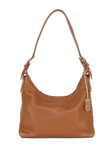 Lucca Baldi Leren schoudertas "Dollaro" cognackleurig - (B)32 x (H)20 x (D)13 cm