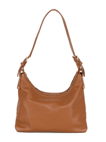 Lucca Baldi Leren schoudertas "Dollaro" cognackleurig - (B)32 x (H)20 x (D)13 cm