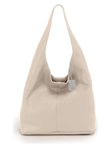 Lucca Baldi Leren schoudertas "Tarquinia" beige - (B)32 x (H)32 x (D)16 cm