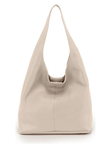 Lucca Baldi Leder-Schultertasche "Tarquinia" in Beige - (B)32 x (H)32 x (T)16 cm